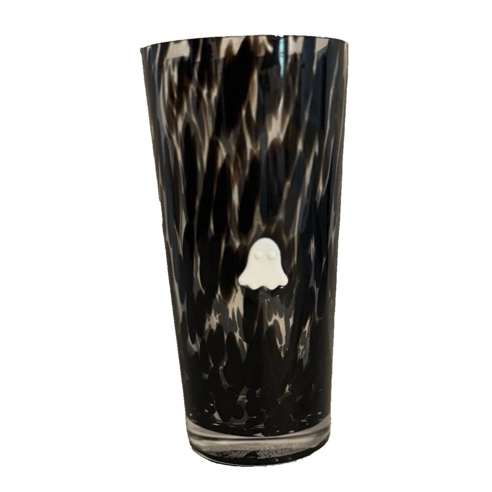 Way to Celebrate Glass Cocktail Shaker in a black tie-dye finish w/ ghost charms